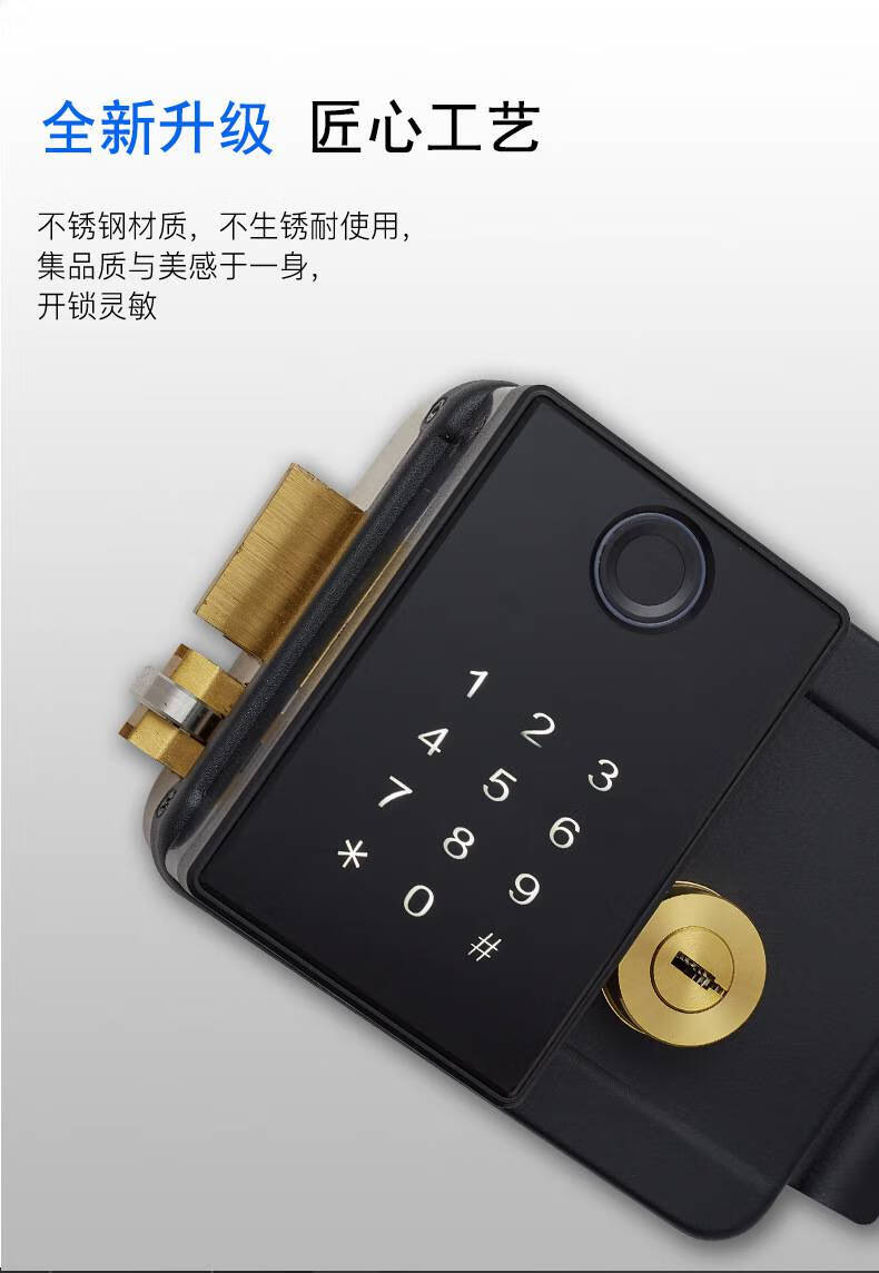 门禁锁室外 院锁户外铁门电控锁防盗锁双面指纹别墅门锁 黑色(指纹