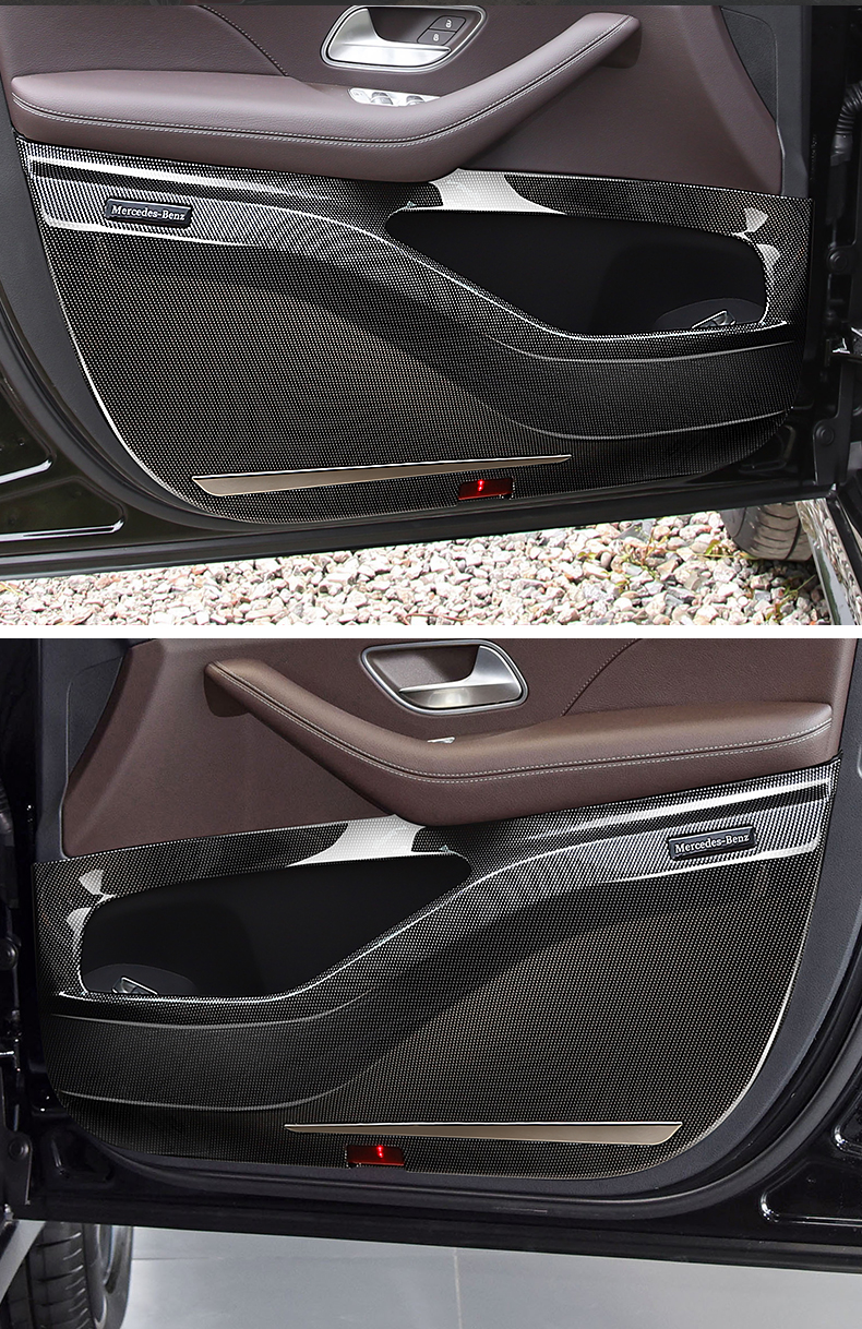 适用于奔驰gle350改装gle450车内用品gls450车门保护垫防踢板门槛条