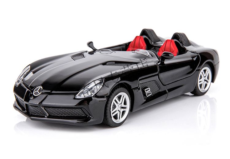 金属开门声音儿童玩具车跑车摆件男生女生礼物 奔驰slr敞篷版-红色