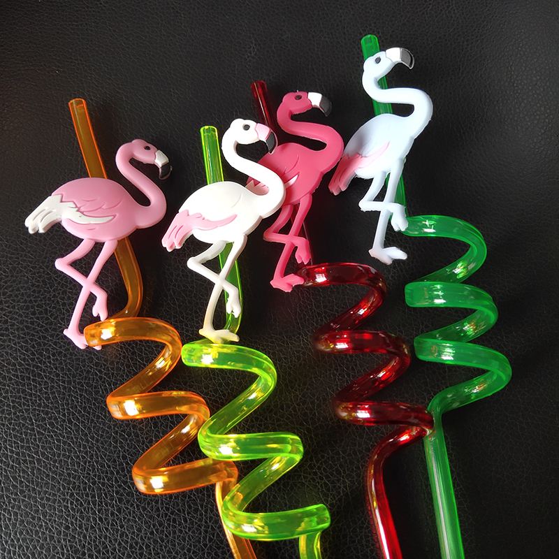 创意喝水搞怪彩独角兽造型艺术吸管儿童可爱卡通喝水4支火烈鸟款4支装
