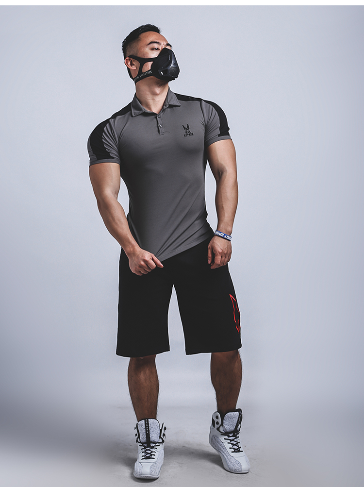 速干紧身衣健身t恤男短袖 休闲跑步运动polo衫私人教练健身房工服