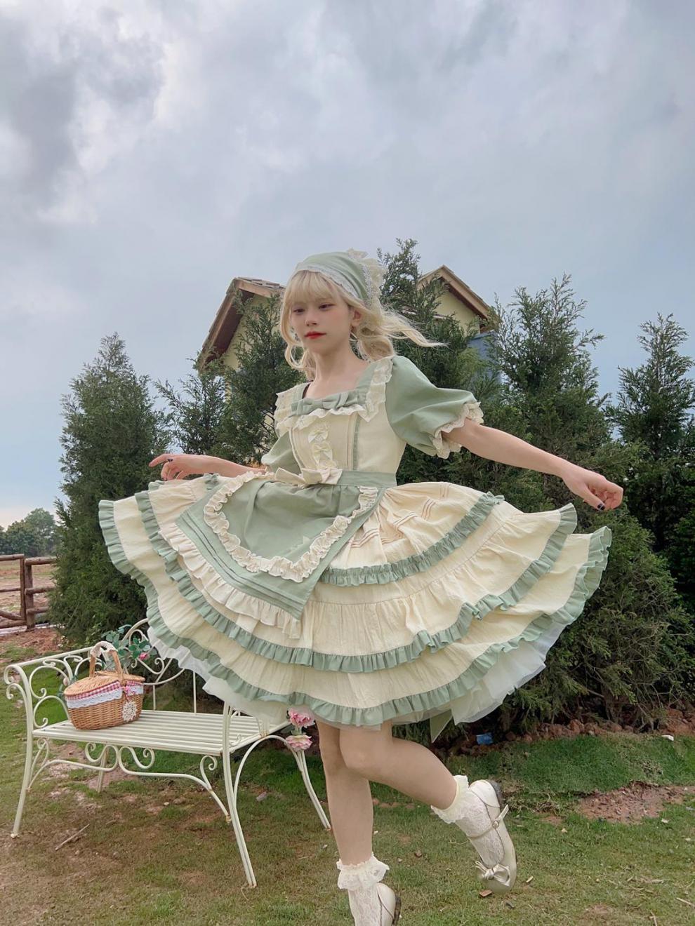 洛丽塔连衣裙长款夏季少女生穿的裙子女显瘦lolitaop短袖200斤可穿若