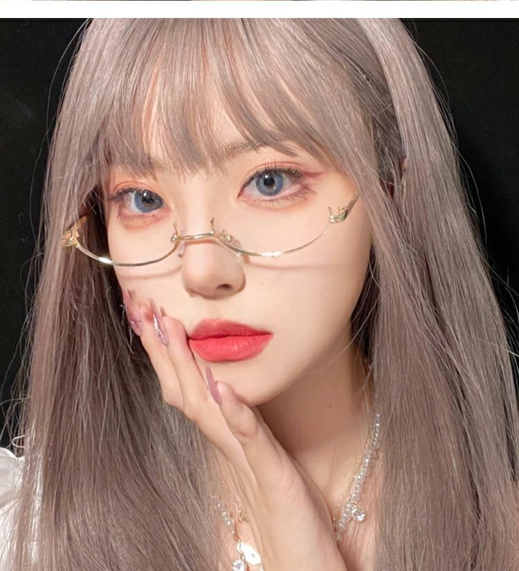 喜圣多新品朋克眼镜网红下半框眼镜框女日系二次元御姐软妹装饰无边框