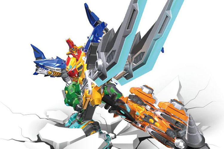 钢铁飞龙3山海神兽录2机器人玩具恐龙三合体爆炎狮王男孩 钢铁飞龙3