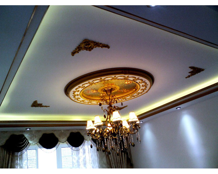 灯池吊顶角花 天花板装饰雕花欧式装修材料 pvc角花顶面装饰贴花 仿古