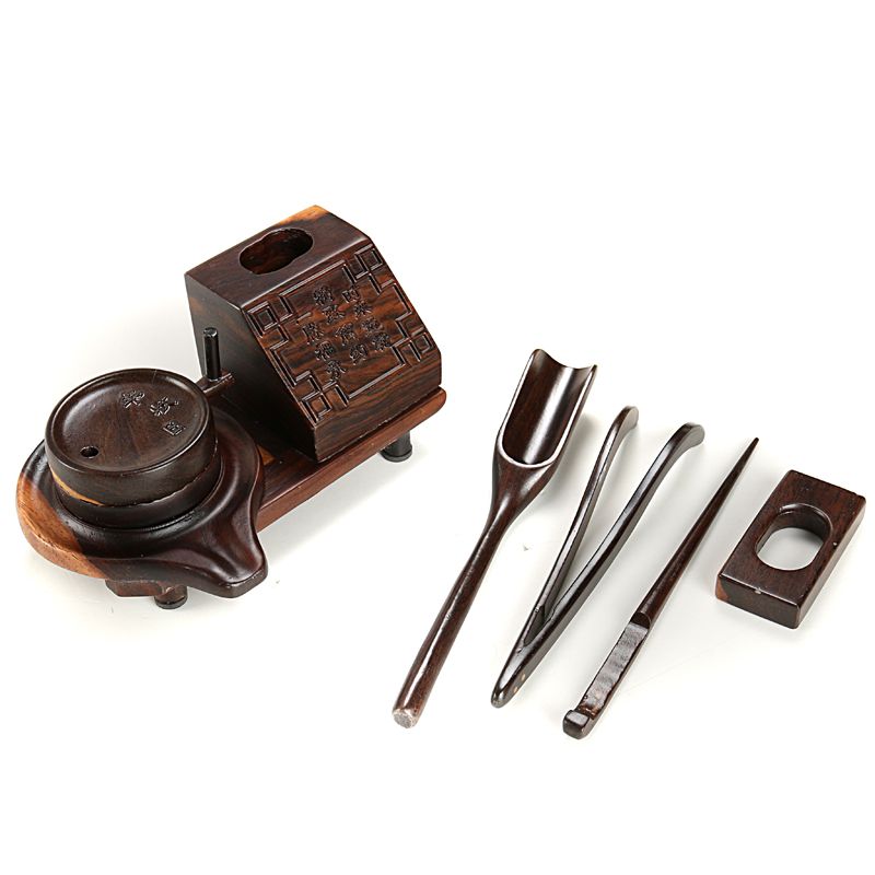 喝茶小工具茶道六君子套装茶夹茶盘配件功夫茶具竹制鸡翅实木茶道养壶