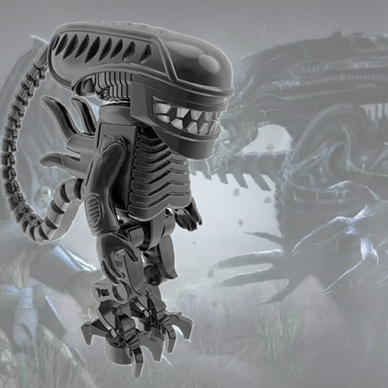 拼插积木异形电影人仔外星人铁血战士儿童益·智玩具男孩子杀手 异形