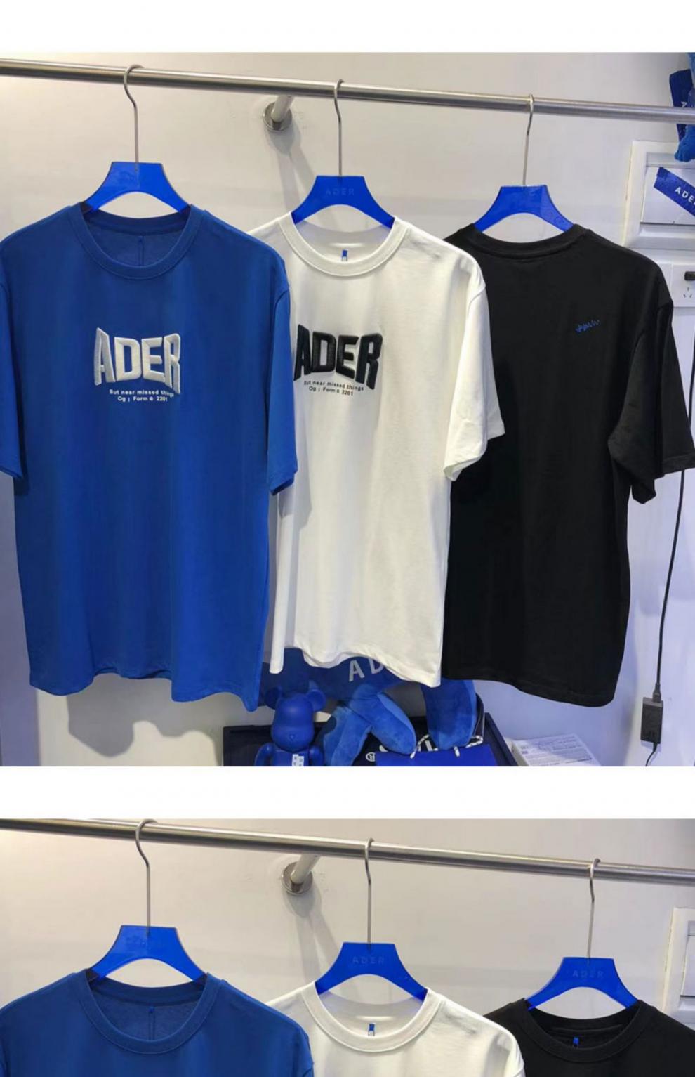 韩国潮牌ader小众潮牌韩版男女宽松情侣休闲刺绣字母圆领短袖t恤潮