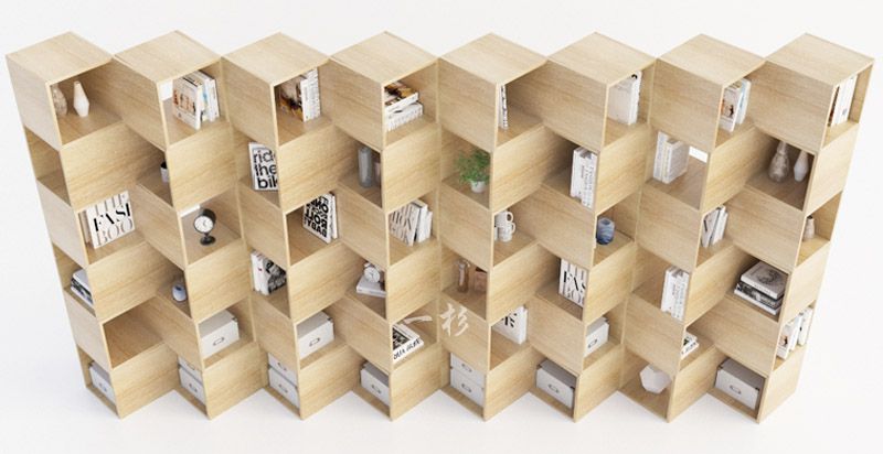 图书馆书架异形创意艺术隔断单元格叠加网红书架图书馆绘本架落地 b款