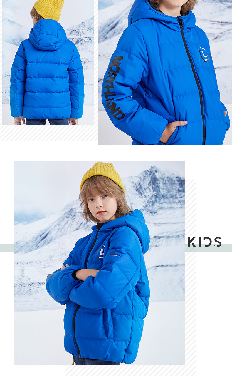 诺诗兰童装儿童羽绒服男冬季新款加厚短款中大童男童充绒外套亮蓝ct