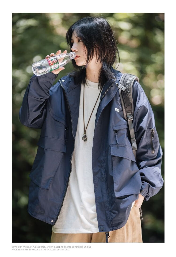 你初恋老王 户外冲锋衣外套男vintage美式机能风防水日系早秋工装