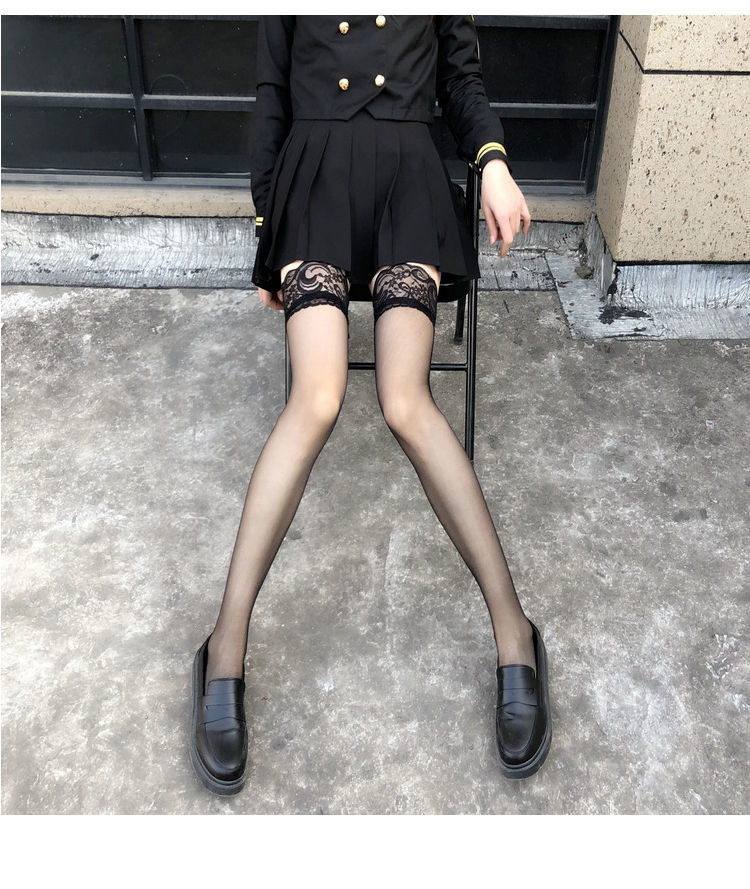 法克伦长筒丝袜大腿根黑色白色蕾丝过膝丝袜女ins潮网红同款黑丝性感