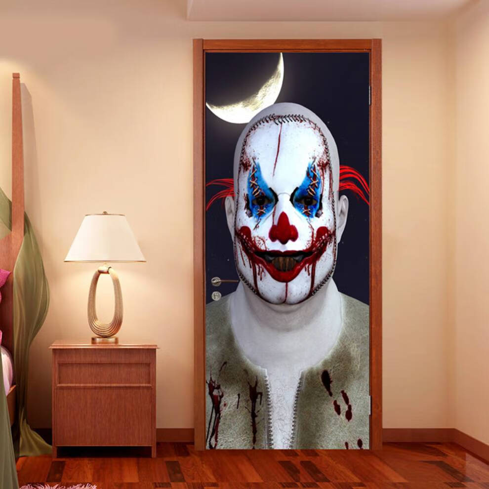小丑门贴 万圣节恐怖修女幽灵小丑3d门贴木门节日装饰贴纸墙贴 mt067