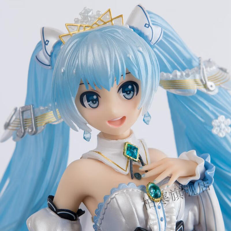雪初音未来手办摆件魔法美少女生日本动漫花色衣miku模型生日礼物 白