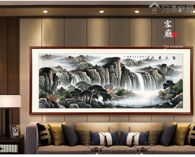 书画:江山如此多娇纯手绘国画山水中式水墨画客厅办公室风水靠山图