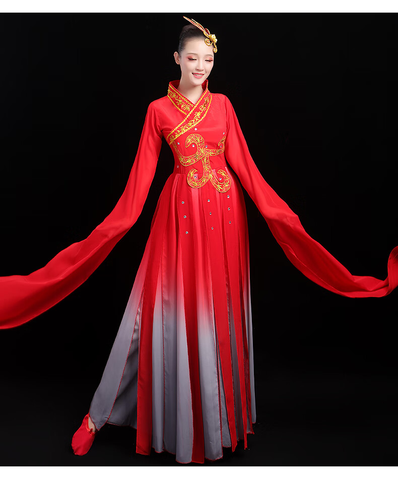 水袖舞蹈服古典舞演出服女古风新款中国风甩袖水月洛神惊鸿舞服装定制