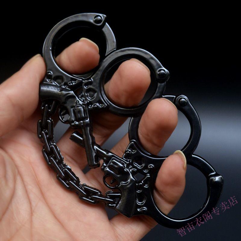 智宙拳刺指虎加重加厚黑防身手指扣四指武术搏击拳套手扣环拳扣防身手