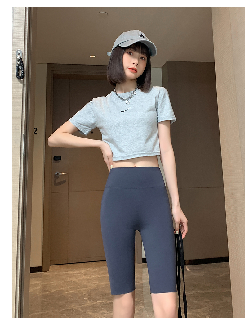 健身裤女弹性鲨鱼裤五分鲨鱼皮打底裤女夏季薄款高腰外穿收腹提臀骑行