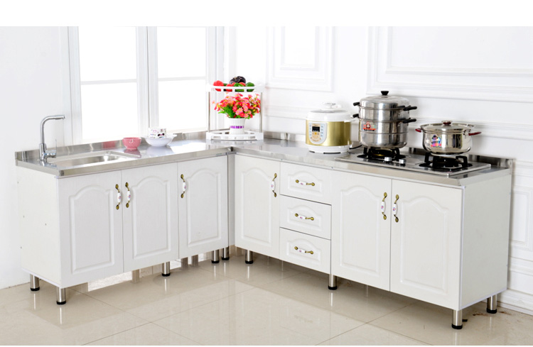 厨柜 不锈钢厨房柜子整体组合装 洗菜 简约橱柜 80cm 两开门 平面橱柜