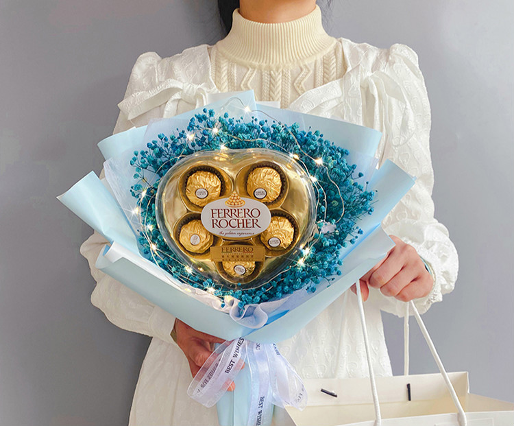 巧克力花束成品 棒棒糖满天星 女神节生日礼物 男生表白妇女节 9颗