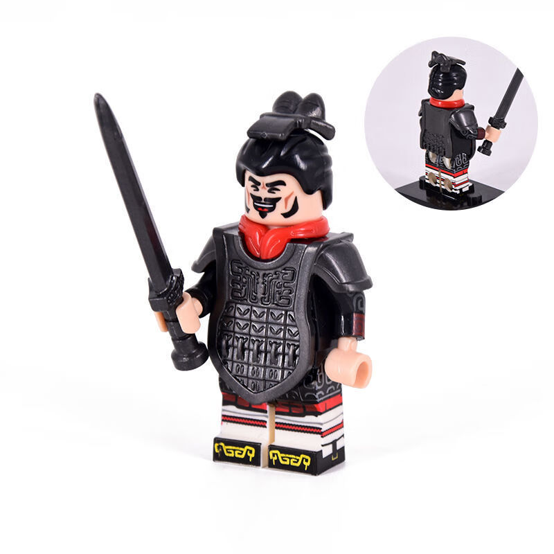 中国古代秦始皇兵马俑秦朝士兵人仔拼装积木男孩玩具 秦重铠甲士