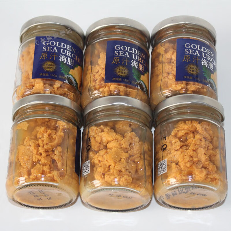 原汁海胆罐头140g原汁黄金海胆黄海胆酱海鲜特产即食大连特产刺身6瓶