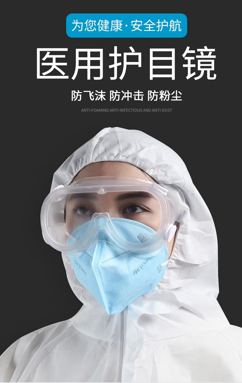 医用护目镜防护镜隔离眼罩面罩平光眼镜眼睛罩用品 医用隔离面罩-10个
