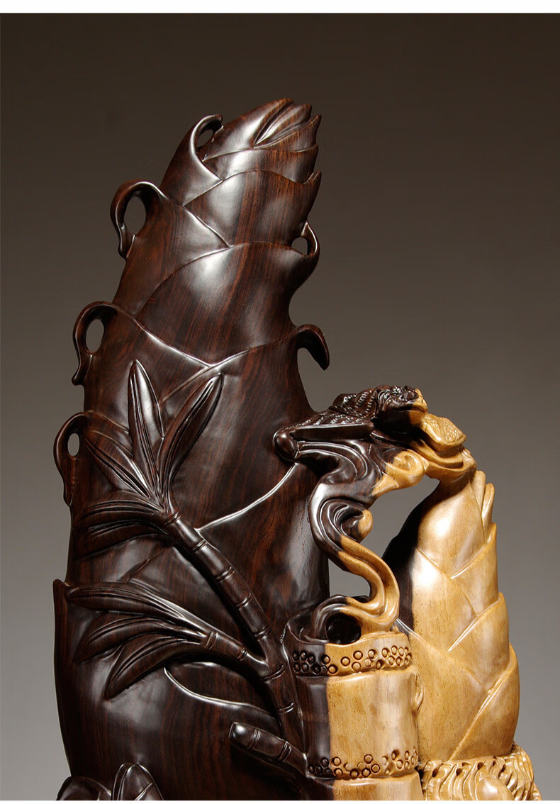 秀展木雕节节高竹子寓意摆件竹笋乔迁送礼实木红木摆件新店公司开业