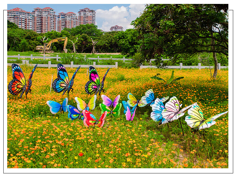 鸿日光辉 树脂玻璃仿真蝴蝶雕塑小区装饰户外园林景观景区草坪楼盘