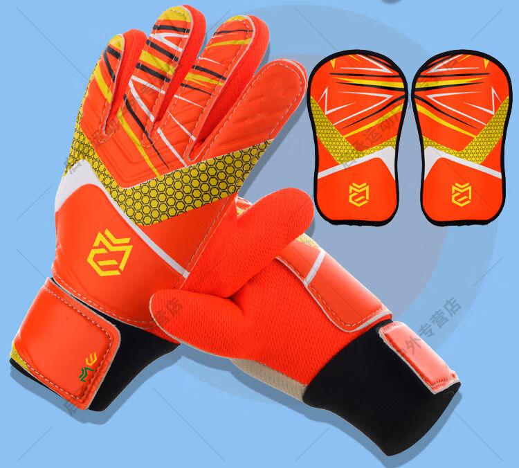 门将手套儿童足球守门员手套透气耐磨防滑足球训练 【me-06】热血红色