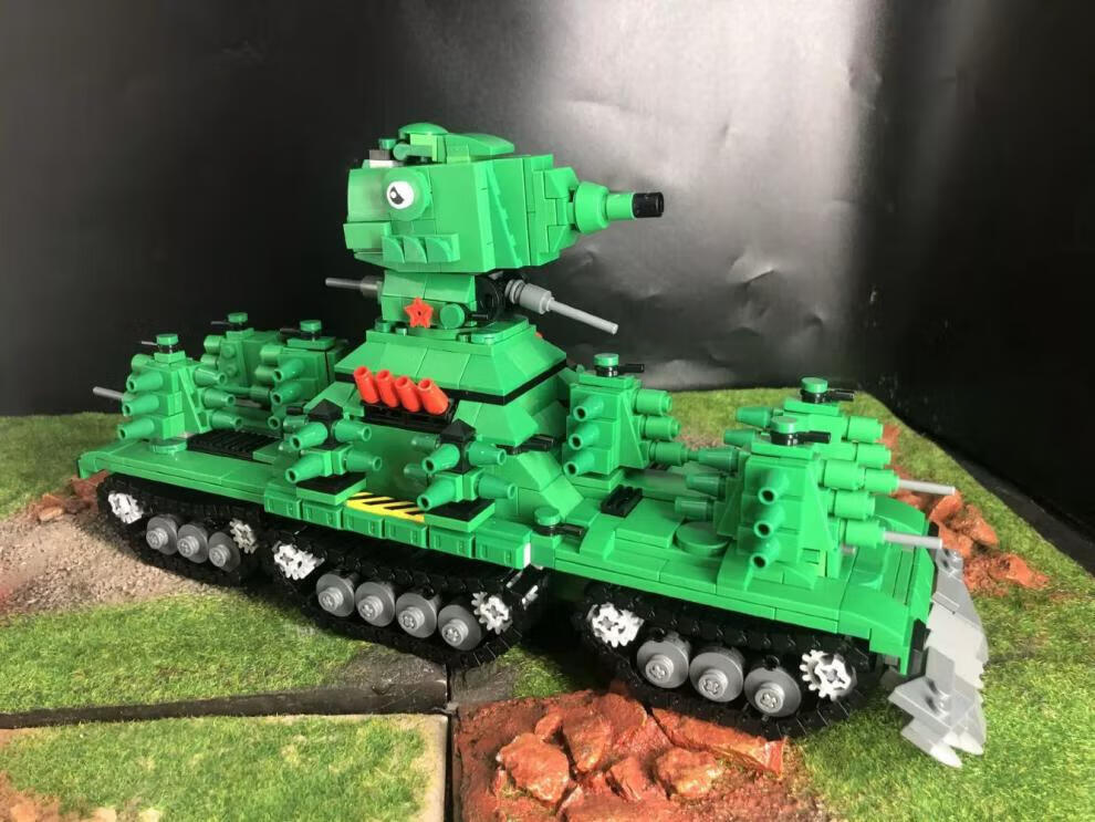 【速发】柒彩创意moc二战军事苏军kv44巨鼠p1000重型坦克动画拼装积木