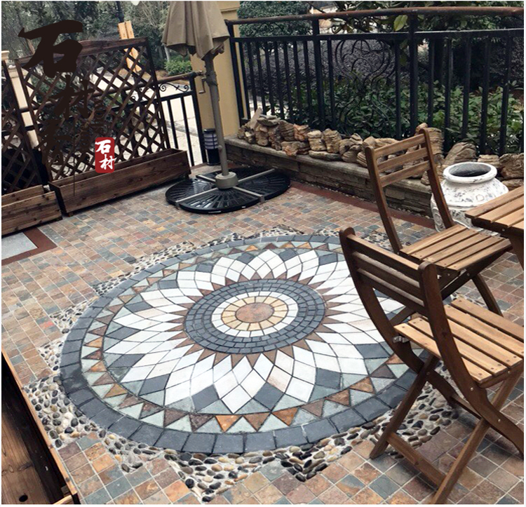 花园地砖庭院砖别墅室外户外花砖仿古砖天然马赛克地面