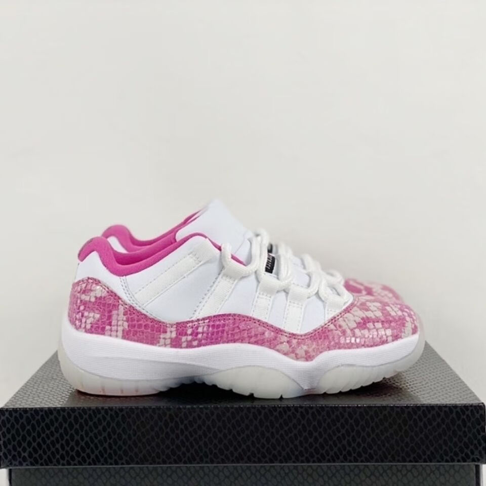 【正确版】公司级1/1 新款 乔 11 11 low 粉蛇 爆裂纹 女神粉 ah7860