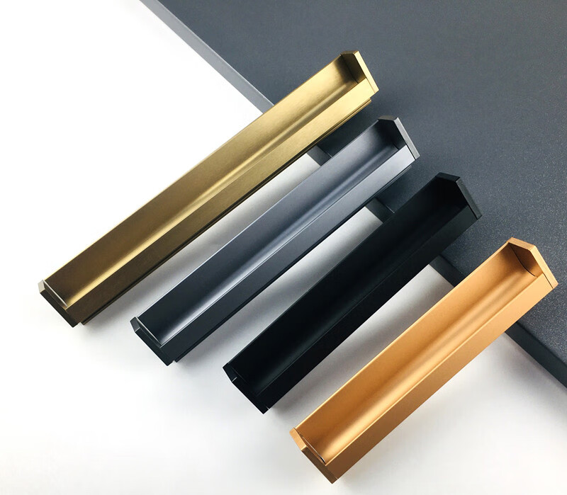 定制黑色1米超长暗装g型拉手内嵌入式隐形暗藏衣柜门橱柜抽屉金色把手