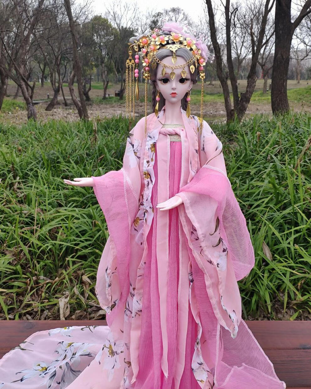 执爱芭比娃娃大号汉服 古装风汉服手工60厘米洋芭比娃娃公主大号全套