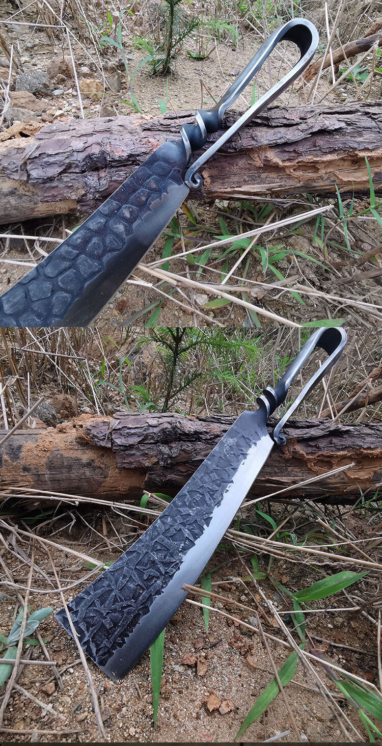 砍柴刀龙泉劈柴刀手工锻打特殊钢柴刀实木柄带套别腰户外全钢镰刀奔新