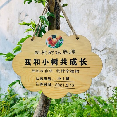 植物介绍牌 实木树牌挂牌户外幼儿园介绍牌认养简介植物悬挂式标识牌