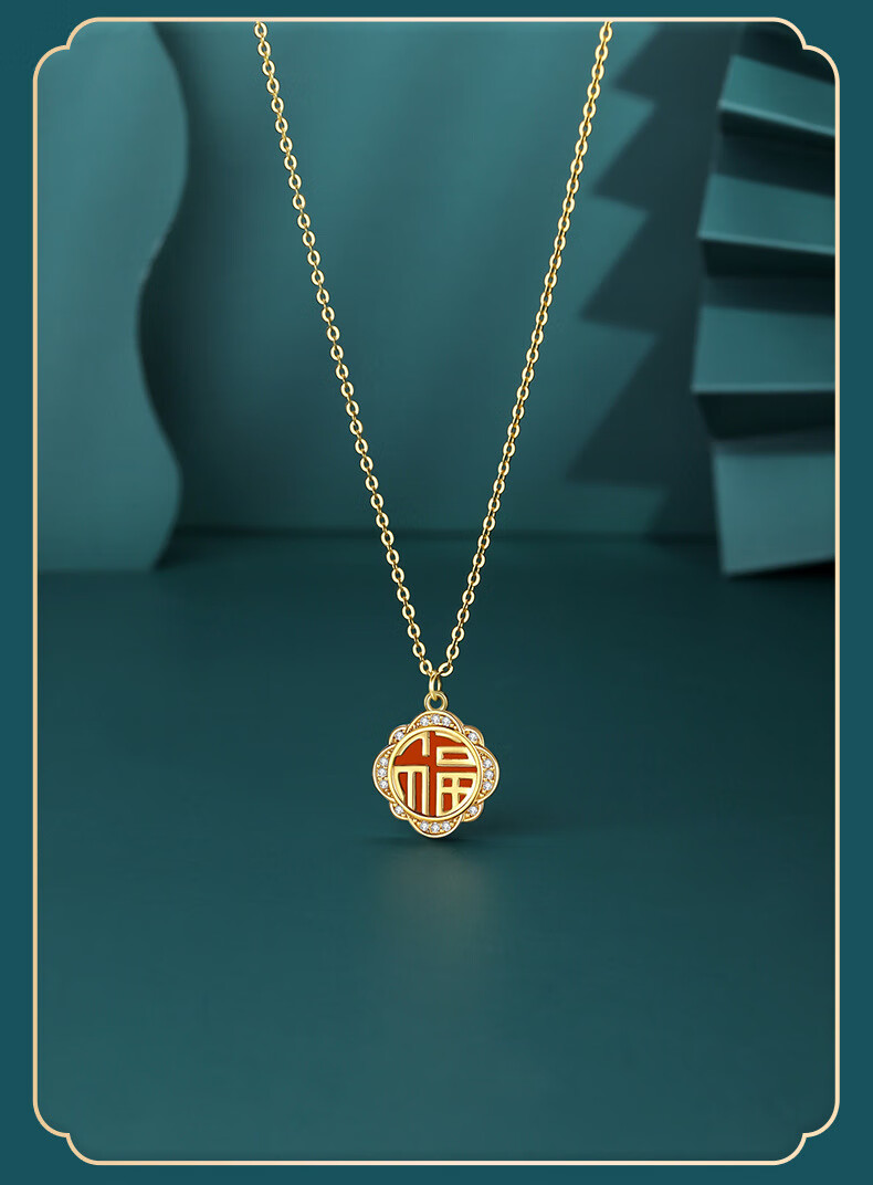 ckag轻奢高端品牌定制s银和田天赐鸿福项链女锁骨链吊坠情人节母亲节