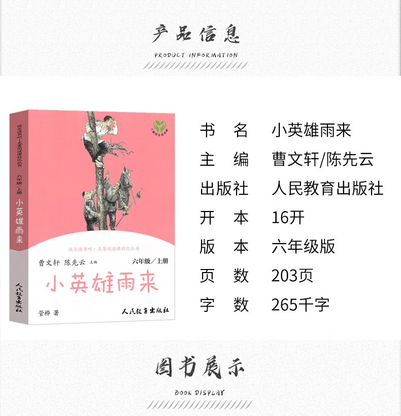 小英雄雨来人民教育出版社曹文轩陈先云主编正版六年级上册原著完整版
