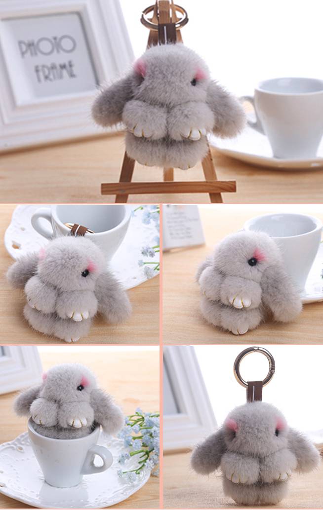 迷你装死小兔子挂件 长毛小兔子毛绒玩具垂耳兔公仔装死玩偶兔包挂件