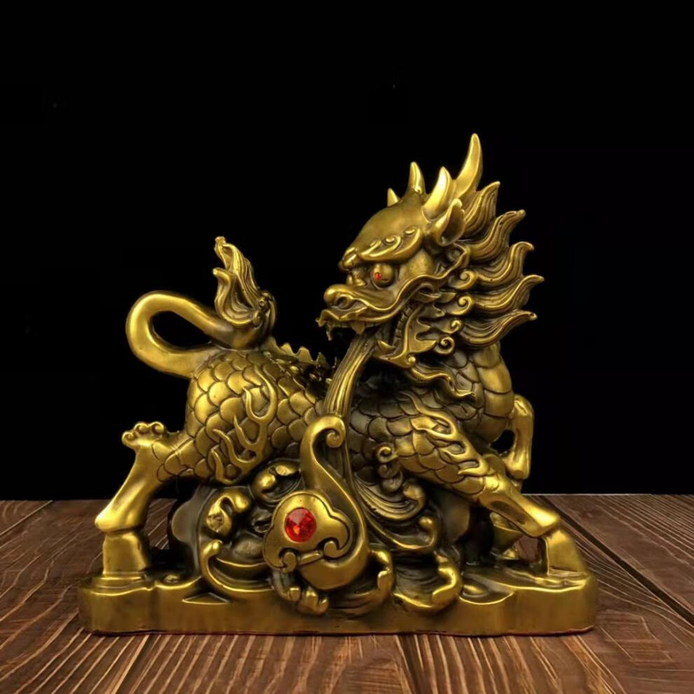 麒麟摆件1送礼品纯铜祥瑞麒麟摆件铜八宝麒麟客厅家居办公室装饰品