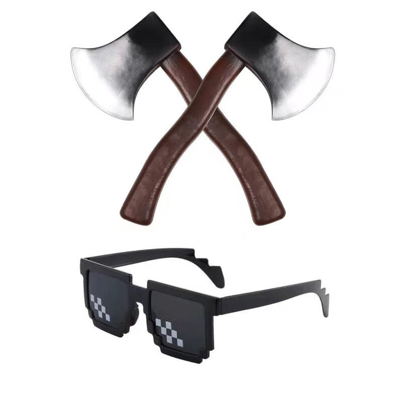 斧头帮斧头道具安全表演cos功夫上海滩搞笑金链子假斧子假菜刀假墨镜