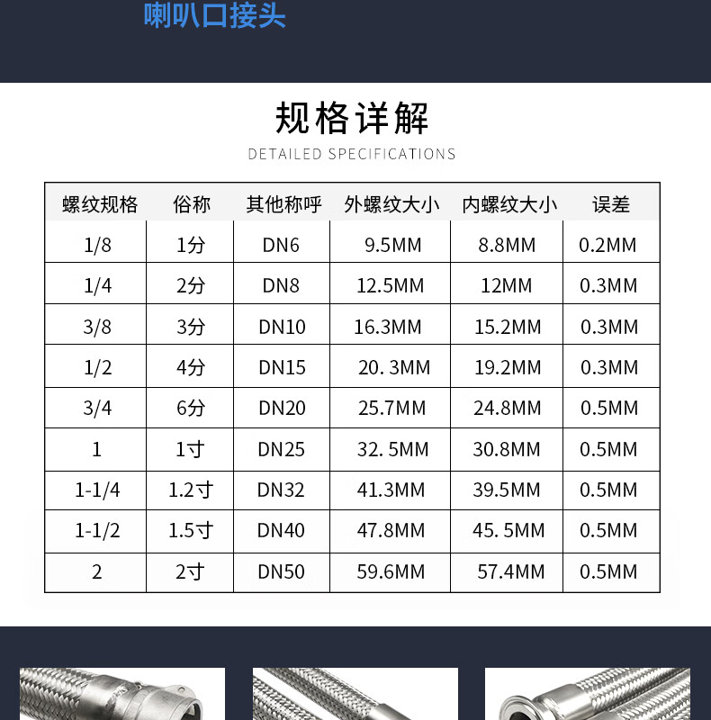 高压4分6分1寸蒸汽油304不锈钢波纹管软管钢丝编织金属工业耐高温非标