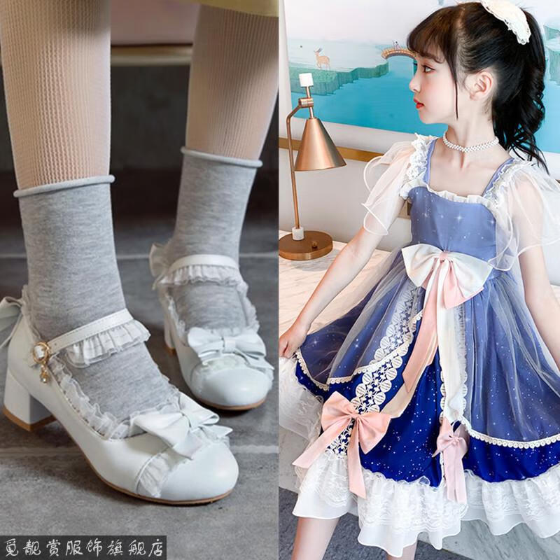 jk鞋子小女孩洛丽塔鞋子儿童日系可爱小高跟女公主小学生中大童软妹