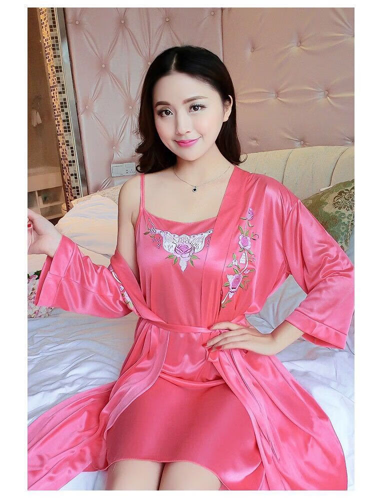 女士春夏季睡裙睡衣女夏薄款冰丝性感蕾丝春秋季短袖睡袍吊带睡裙极度