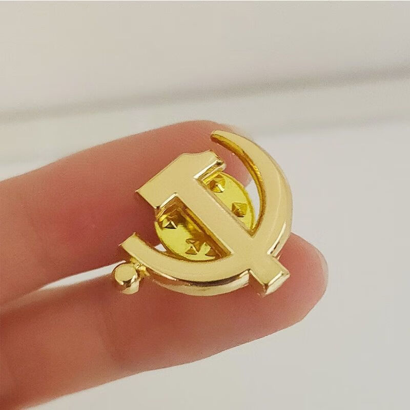 酷否 金色党徽党员胸徽标志西装纪念章会议佩戴胸标镂空合金扣党徽