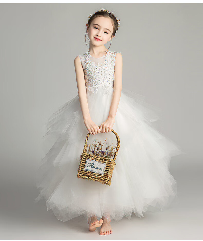 儿童礼服女童公主裙蓬蓬纱洋气花童生日婚纱主持人钢琴演出服走秀六一