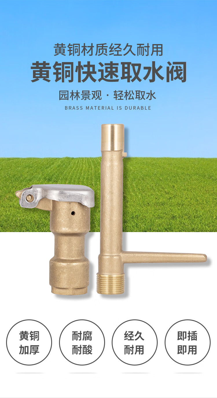 绿化取水器6分dn25快速取水阀全铜取水器园林绿化黄铜草坪1寸取水口铜