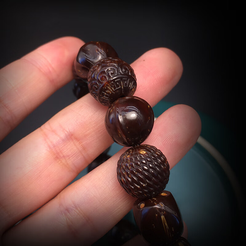 紫金鼠手工雕刻多宝手串实心三眼文玩菩提籽新品男女佛珠正圆念珠13mm