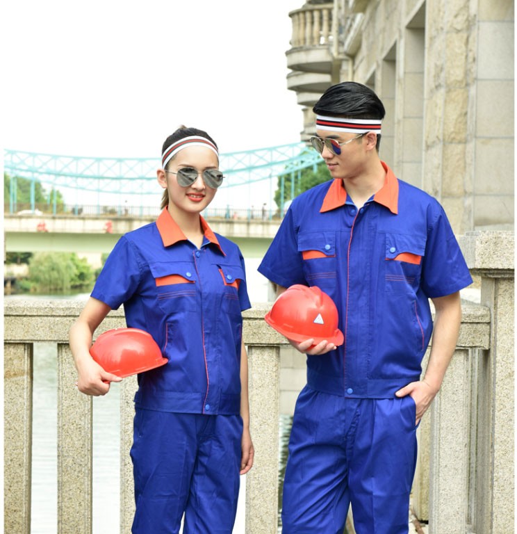 亨治 夏季短袖工作服套装男汽修半袖劳保服工厂车间工服定制工程服